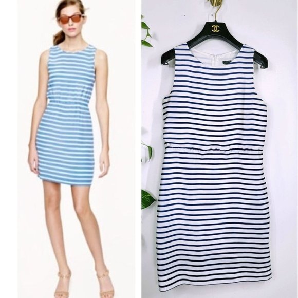 J. Crew Blue and White Striped Mini Dress - Picture 1 of 11